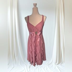 PINK PURPLE MAUVE EVENING WEDDING DRESS SIZE 6 WITH SHAWL